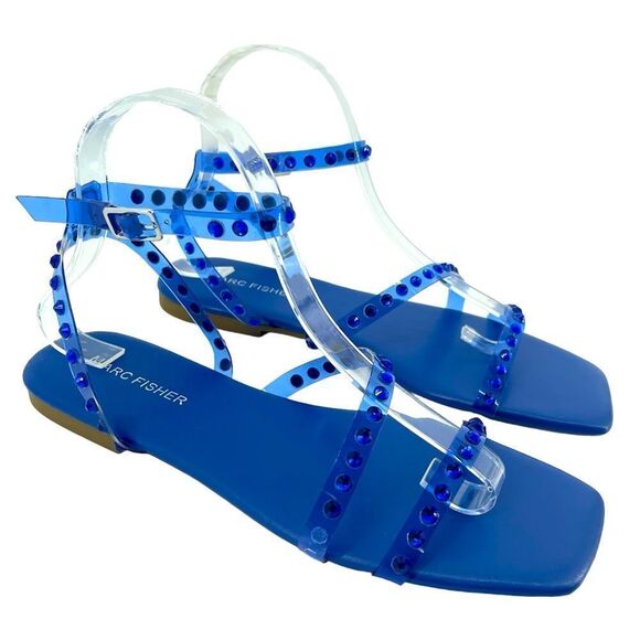 Marc Fisher Fonoo Women’s Blue Rhinestone Embellished Strappy Sandals Size 8 - Picture 3 of 17